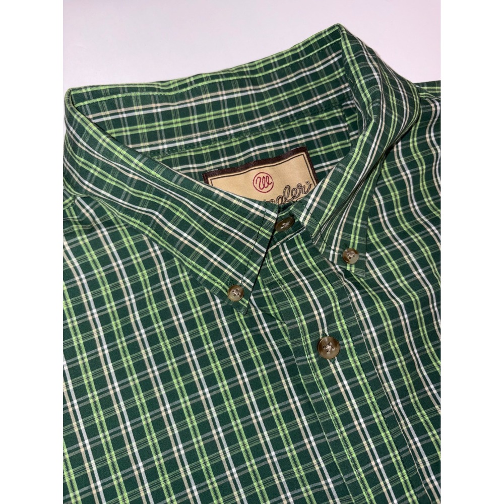 Wrangler Men's Green Plaid Long Sleeve Button Down Shirt 2XLT